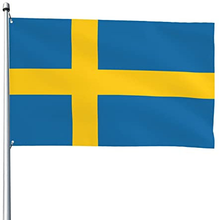 Flagge von Schweden Flaggen, dekorative Flaggen für den Außenbereich, 3 x 5 Fuß, 100% Polyester, Außen-Allwetterflagge, die Farbe ist hell und leicht zu verblassen, schnell trocknend.