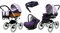 BabyLux Kinderwagen 4in1 mit Autositz für Kleinkinder – Kinderwagen für Neugeborene und Kleinkinder –– Baby Neugeborenen Kinderwagen – ISOFIX Autositzbasis – Max 15kg – Lilac Flowers White Frame