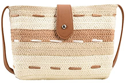 DKIIL NOIYB Beach Bags for Women Straw Bag with Zip Straw Beach Bag Summer Handbags Gradient Color Straw Shoulder Bag Crossbody Bag for Seaside Holiday 23cm