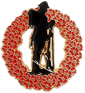 Broche en forme de coquelicot rouge avec inscription « Never Forget Remembrance Day », Métal