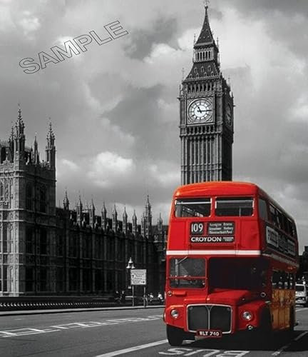 Vintage Poster London Red Bus Big Ben Foto Wandkunst Bild Poster A4
