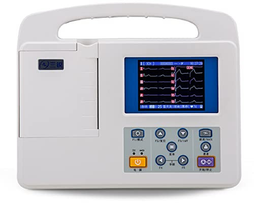 GOVRN Easy-Monitor-Einheit, tragbarer EKG-/EKG-Monitor, professionelles Farb-LCD-Digital-12-Kanal-3-Kanal-Gerät mit Druckpapier für die medizinische Mundpflege, Vitalzeichen-Intensivstation CCU