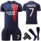 FWHFNB Maillot de football pour enfants,Maillot de football,2023 2024 Nouveau Soccer Jersey,avec maillot,short,chaussettes,genouillères,Set De Maillot De Foot Enfant (26, No 7)