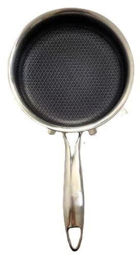 FEIGUO Padella in acciaio inossidabile antiaderente per casa, a nido d'ape, pancake, frittata, bistecca, wok (D 14 cm)