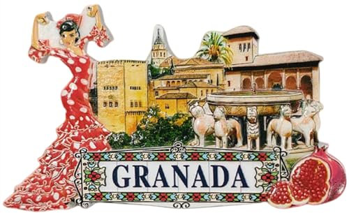 Imán para nevera Granada España, recuerdo turístico, cocina, refrigerador, decoración, resina, colección artesanal