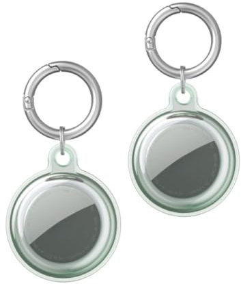 Msagkah 2Pcs Custodie Impermeabili per Apple Airtag, Copertura Completa Impermeabile con Portachiavi per Apple Airtag (Verde)