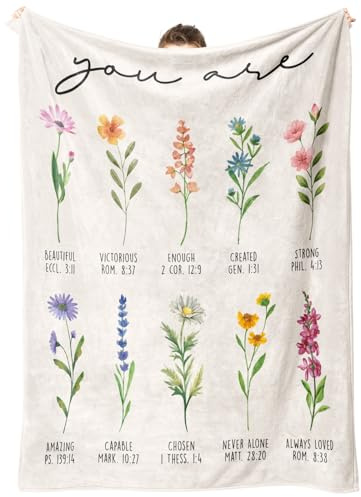 Christian Gifts for Women Birthday, Christian Blanket with Flowers