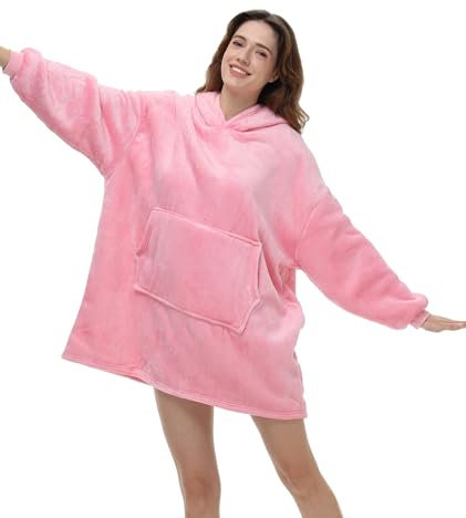 Figninget Pull Plaid À Capuche Surdimensionnée, Sweat À Capuche Portable, Adulte - Femme Homme, Pull Couverture Manche avec Surdimensionné Poches Portables, Pull Gaint Moelleux, Taille Unique