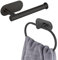 Toilet Paper Holder/Towel Ring Self Adhesive, Eolax No Drilling Black Bathroom Hardware Accessories, Stainless Steel Sticky Toilet Roll Hanger and Hand Towel Holder, Wall Mounted, 2 Pieces