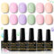 Shining She Semipermanente Unghie Pastello,6 Colori Estate Caramella Rosa Verde Viola Giallo Smalti Semipermanenti per Unghie Soak-Off UV/LED Smalto Semipermanente Nail Art Salone,8ML