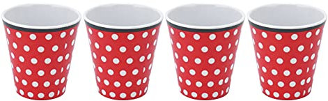 Baxnore 4 Piece Melamine Cups Set, 260ml Shatterproof Drinking Mugs for Camping BBQ Travel, Thermal Insulation Cups, Outdoor Drinkware for Adults Lightweight