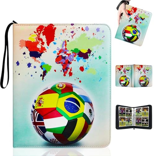 Fußball Sammelalbum mit Reißverschluss – 50 Seiten, 400 Karten Kapazität | Kompatibel mit Standard-Fußballkarten | Kartenbinderheft für Sammler