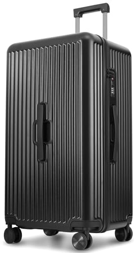 CENSIEN Kariertes Gepäck, großer Koffer 28 Zoll Kofferraumgepäck mit Spinnrollen, leichte PC-Hartschale mit TSA-Schloss, Schwarz, 28 Inch - Trunk Luggage