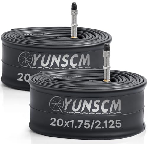 YunSCM 2PCS 20 Zoll Schlauch 20x1.75 20x1.95 20x2.0 20x2.10 20x2.125 C4E-40L Dunlop Valve, kompatibel 20 Zoll E-Fahrrad Schlauch 20X1.75/2.125