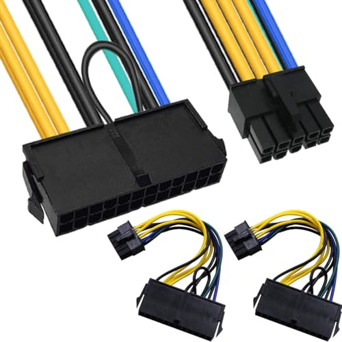 HAAMNING7 24 Pin to 10 Pin ATX PSU Power Supply Cable, 24 Pin Female to 10 Pin Male ATX Power Adapter Connector for Lenovo IBM Motherboard, 2 PCS, 13cm 5-inch