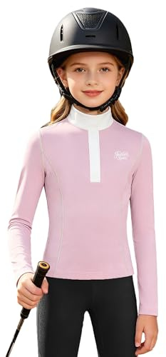 Raenseen Bambini Tshirt Bambina Top Camicie Equitazione Maglietta Anni Elegante Tshirt Nera Maniche Lunghe Giacca per Allenamento Yoga