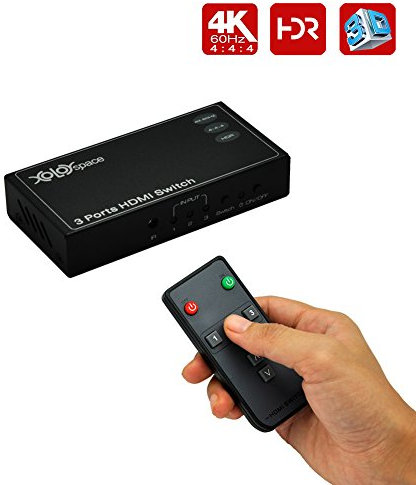 XOLORspace 23031 3x1 HDMI Switcher 4K 60HZ HDR with remote control, auto switch supports Sky Q, PS 4 PRO, XBox One S, 4k 60HZ 4:4:4 8 bit