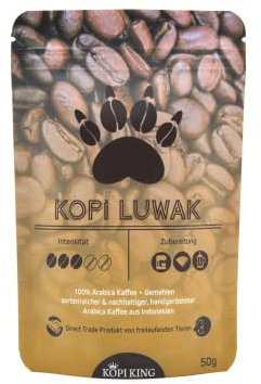 Café Kopi Luwak 100% Arabica 50g (café de chat provenant d'animaux vivant en liberté) (50g moulu) | Variétés pures | Café rare | Commerce direct