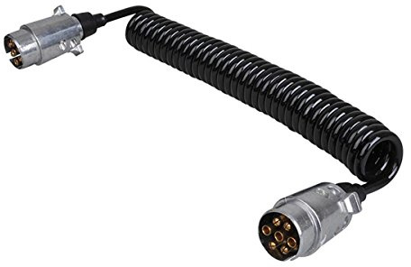 ProPlus Spiralkabel 4,5M mit 2X Stecker 7-polig Metall im Blister | 2x Metallstecker montiert, sofort einsatzbereit – für Bremslicht, Blinker, Rücklicht & Schlusslicht