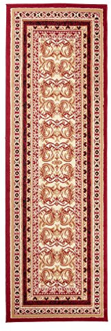 Carpeto Klassisch Läufer Teppich Rot 100 x 300 cm Ornamente Muster Kurzflor Verona Kollektion