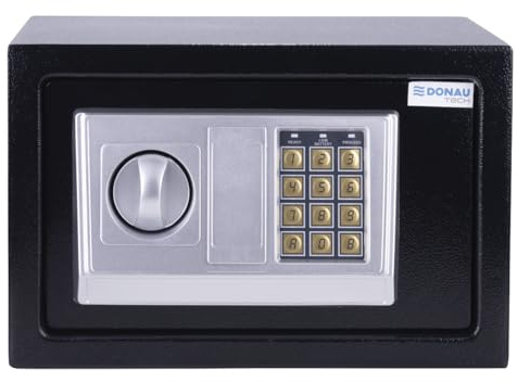 DONAU TECH Digitaler Tresor 8,5L / 31 x 20 x 20 cm/Manuell-digitaler Elektronischer Safe Möbeltresor/mit Digitaler Passwort & 2 Sicherheitsschlüssel Tresor/Schwarz/mit CE- und RoHS-Zertifikat