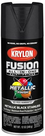 Krylon Fusion - Pintura adhesiva en aerosol todo en uno para uso en interiores y exteriores, 12 onzas, negro inoxidable