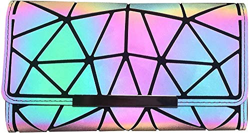Ulalaza Geometrische leuchtende Einkaufstasche Holographische Geldbörsen und Handtaschen Flash Reflective Crossbody Bag für Frauen