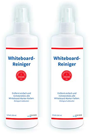 STRICKER Whiteboard-Reiniger, 2 x 250 ml I Reinigungs-Spray I Reinigungsflüssigkeit für Whiteboard und Magnettafeln I in handlicher Pump-Spray-Flasche