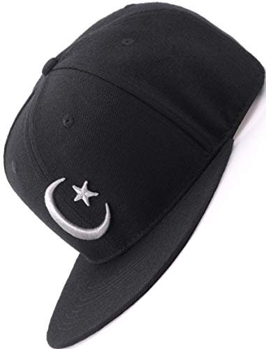 Bexxwell Snapback Cap schwarz mit Hilal 3D-Stickerei in grau (optimale Passform, Kappe, Black, 3D-Embroidery, Mond, Mondsichel, Stern, Türkei, Turkye, Unisex)