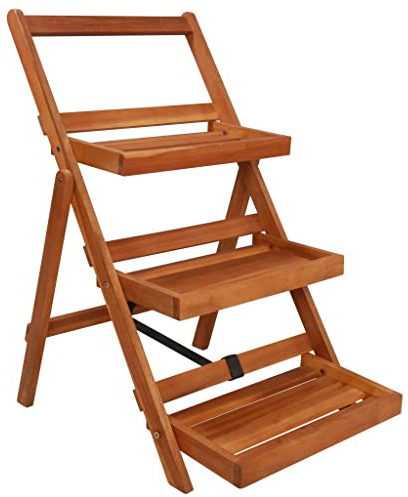 vidaXL 3-Tier Plant Stand 50x63x80 cm Solid Acacia Wood