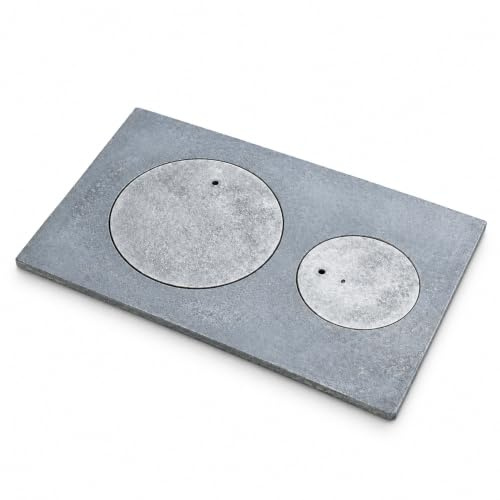 QLS Cast Iron Hob with 2 Hob Rings 40.5 x 27 cm - Oven Plate for Kitchen Stove & Tiled Stove