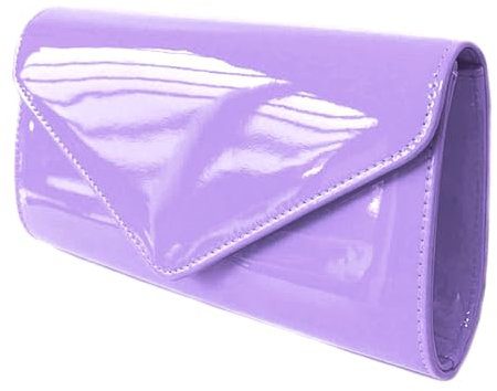 Leah Ward Women's Flap Patent Clutch Bags Wedding Party Handbags 439E (Lilac 2570)