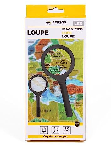 Lupe Leselupe mit 6 LED Vergrößerungsglas Taschenlupe mit Licht 3,5-fache Vergr.