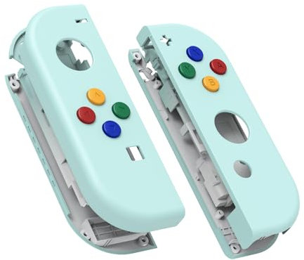 eXtremeRate Switch Joycon Coque avec Bouton,Cover Accessoires pour Nintendo Switch OLED Joycon-Cyan Clair