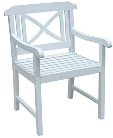OUTLIV. Gartensessel Landhaus, Akazienholz, wetterfest, rustikaler Stil, robust, ideal für Balkon und Garten, Weiß, 65x61x89 cm