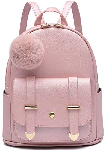 IHAYNER I zaino da donna in pelle PU Hairball mini borsa per donne, rosa, M