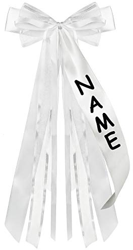 alles-meine.de GmbH große XL - Geschenkschleife/Schleife Farbwahl Junge & Mädchen - inkl. Name - 47 cm lang - mit edlen Satin Bändern + Tüllband - für Geschenk Geschenkband..