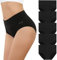 coskefy Underwear Women, High Waisted Cotton Knickers Ladies Full Briefs Soft Panties Slight Tummy Control Pants 5 Pack XS