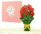 Biglietto di auguri di compleanno con rose rosse, elegante biglietto pop up per compleanno, San Valentino, festa della mamma, anniversario, con bouquet di rose 3D, biglietto di auguri o buono, F22