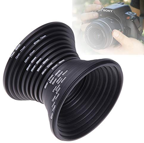 OrangeClub 18 teiliges Filteradapter Set, Kamera Objektiv Filter Metall Step Up Ringe 9er Step Down Ringe Set für Canon, Nikon, Sony und Anderen Kameras（37-82mm）