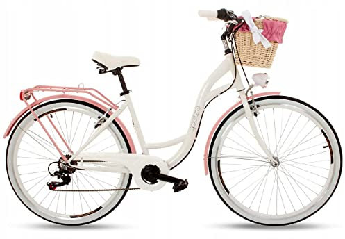 Goetze Mood Damenfahrrad Retro Vintage Holland Citybike, 28 Zoll Alu Räder, 7 Gang Schaltwerk, Tiefeinstieger, Korb mit Polsterung Gratis!