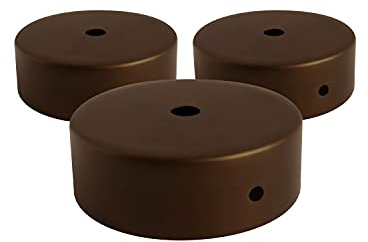 AMARCORDS - 3 Auvents de plafond en métal, cache fil pour lustre couleur CORTEN, boîtier de lampe complet avec accessoires serre-câbles, vis et support de plafond. Diamètre 77mm hauteur 26mm