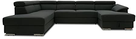 DOMO. collection Wohnlandschaft David FK, Sofa mit Rückenfunktion in U-Form, Couch mit Federkern und Rückenfunktion, Polsterecke 337 x 232 x 78 cm (BxTxH), anthrazit