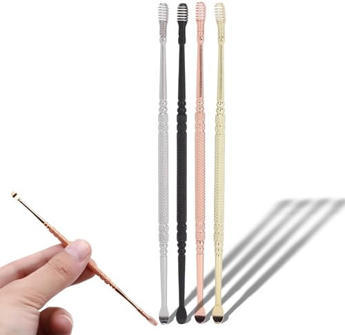 4 Stück Ohrpick Ohrenschmalz Entferner Set, 360° Spirale Earpick Reinigungswerkzeug - rostfreier Edelstahl, Doppelkopf (Spirale + Löffelform)