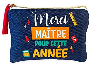 STC Porte-Monnaie Coton Merci MAÎTRE 8.5X12CM Bleu