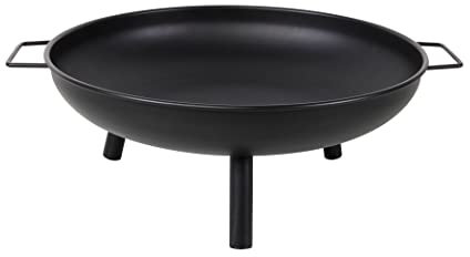 Bol de acero con 3 patas – 58 cm de diámetro – hoguera en negro con 2 asas – Cesta de fuego de jardín – Fogatas – Cuenco de hierro para jardín – Lugar de fuego