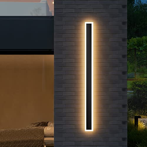 Klighten LED Lange Wandlampe IP54 Wasserdicht Wandbeleuchtung Schwarz Aussenleuchten Eisen Acryl Wandleuchte Aussen für Gärten, Villa, Terrassen, Schlafzimmer, Wohnzimmer, Warmweiß 3000K, 120CM/35W