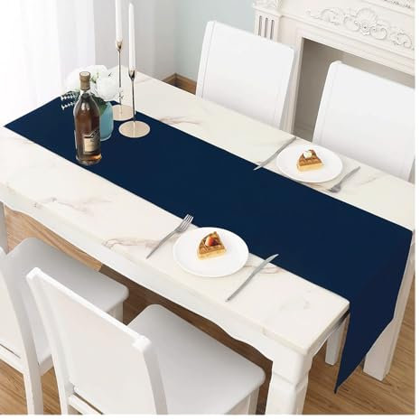 LivinEase Tischläufer 42 x 240 cm – Tischläufer Marine, Baumwollmischung, 250 g/m² – Tischläufer ideal für Weihnachtstisch für 6–8 Personen – Tischläufer modern (Marine)
