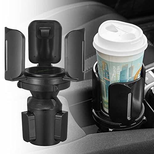 JSCARLIFE Car Cup Holder, Car Cup Expander Car Accessories for Car Adapter Expander Organizer with Three Clamps Adjustable Fits Bottles & Big Drinks