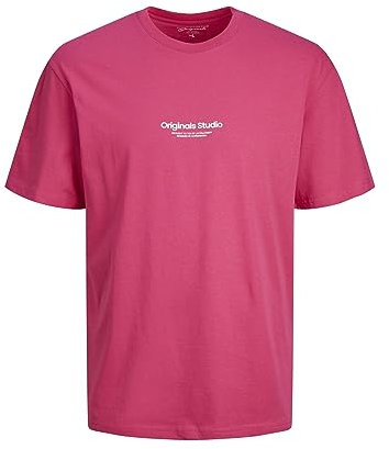 JACK & JONES Herren Rundhals T-Shirt JORVESTERBRO - Regular Fit S M L XL XXL, Größe:S, Farbe:Fuchsia Rose 12240121